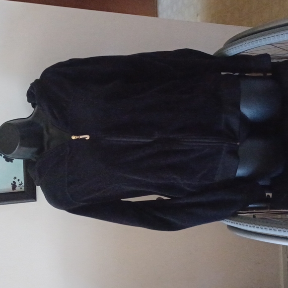 Juicy Couture Tops Large Black Velour Juicy Couture Hoodie With